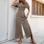 Damen Luftiger Sommeroverall mit Puffärmeln und elastischem Taillenband R&B