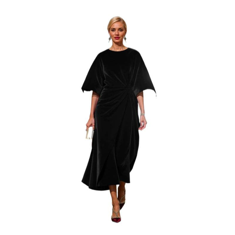 Damen Abendkleid im eleganten Samt-Design mit voluminösen Ärmeln und taillierter Silhouette R&B