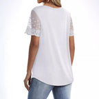 Damen Bluse mit eleganten Spitzenärmeln und V-Ausschnitt R&B
