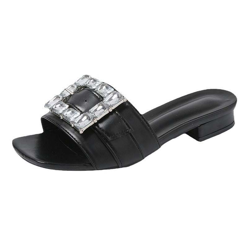 Damen elegante Slipper mit funkelnden Schnallelementen R&B