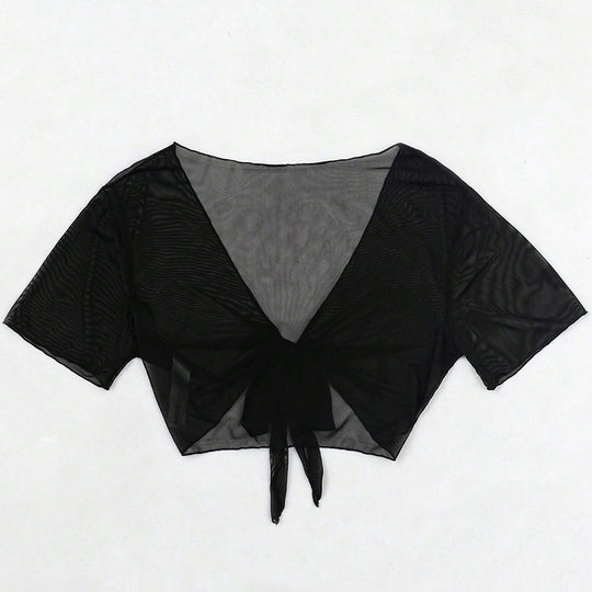 Damen Transparente Kurzarm Bluse R&B