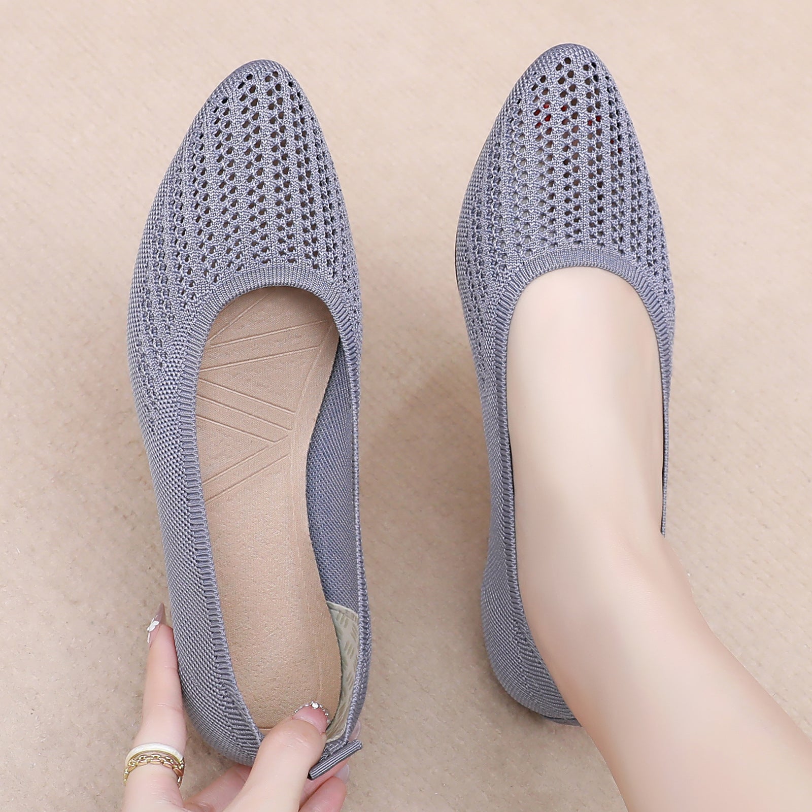 Damen Atmungsaktive Ballerinas mit elastischem Strickdesign R&B