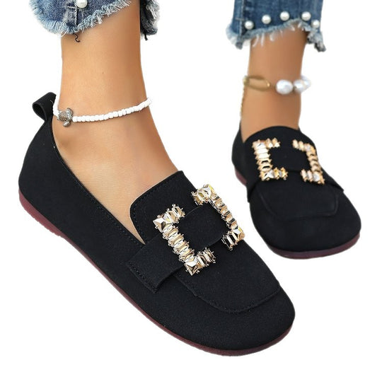 Damen elegante Mokassins mit funkelndem Schmuckdetail R&B