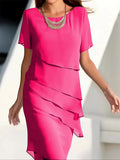 Damen elegantes Wickelkleid mit Schichten