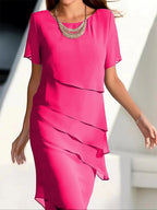 Damen elegantes Wickelkleid mit Schichten