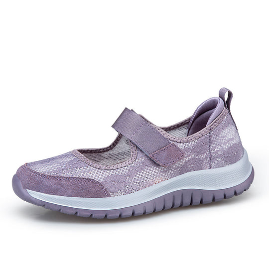 Damen Sportliche Slip-On Sneakers mit verstellbarem Klettverschluss und atmungsaktiver Netzstruktur R&B