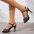 Damen Glamouröse High Heels mit glitzerndem Obermaterial R&B