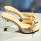 Damen elegante Slides mit Strassapplikationen R&B