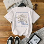 Damen Kurzarm T-Shirt mit kreativem Fischnetz-Motiv R&B