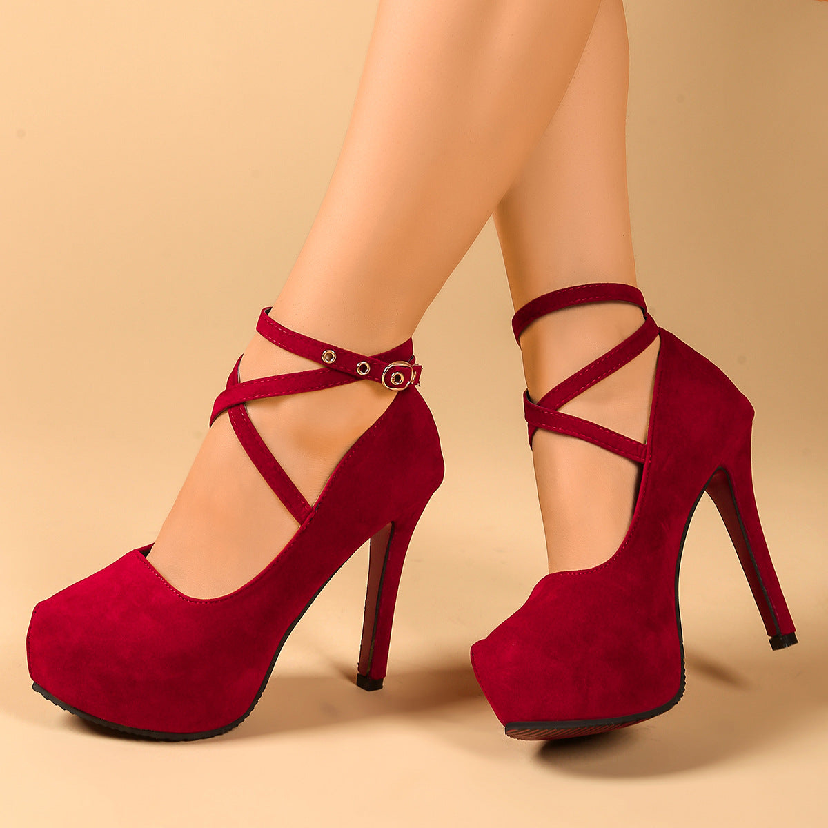Damen High-Heels mit raffiniertem Riemendesign und geschwungenem Absatz R&B