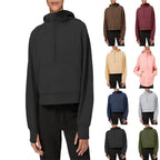 Damen sportlicher Fleece-Hoodie mit halbem Reißverschluss R&B