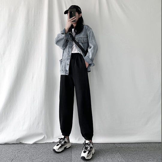 Damen bequeme Sporthose mit elastischem Bund und modernen Details R&B