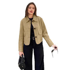 Damen Elegante Kunstlederjacke mit angedeuteten Taschen R&B