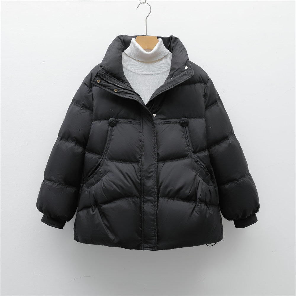 Damen voluminöse Winterjacke mit praktischen Taschen und hochschließendem Kragen R&B