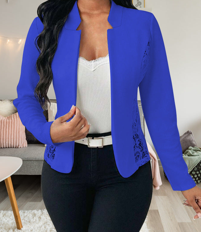 Damen Elegante Blazerjacke mit feinen Häkelverzierungen R&B