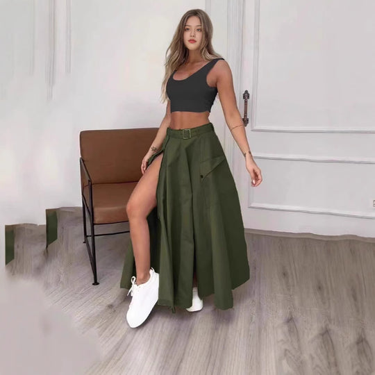Damen Maxirock mit hohem Schlitz und praktischen Taschen R&B