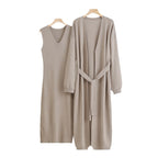 Damen 2-teiliges Kleid und Cardigan-Set mit V-Ausschnitt R&B