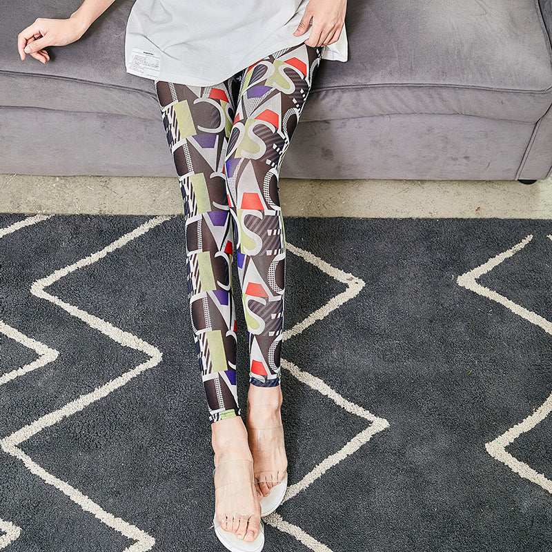 Damen Leggings mit modischem Schriftzug R&B