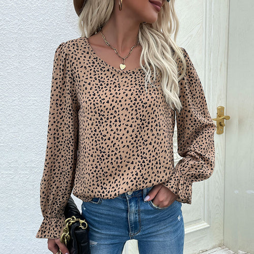 Damen Bluse mit eleganten Puffärmeln und Punkte-Design R&B