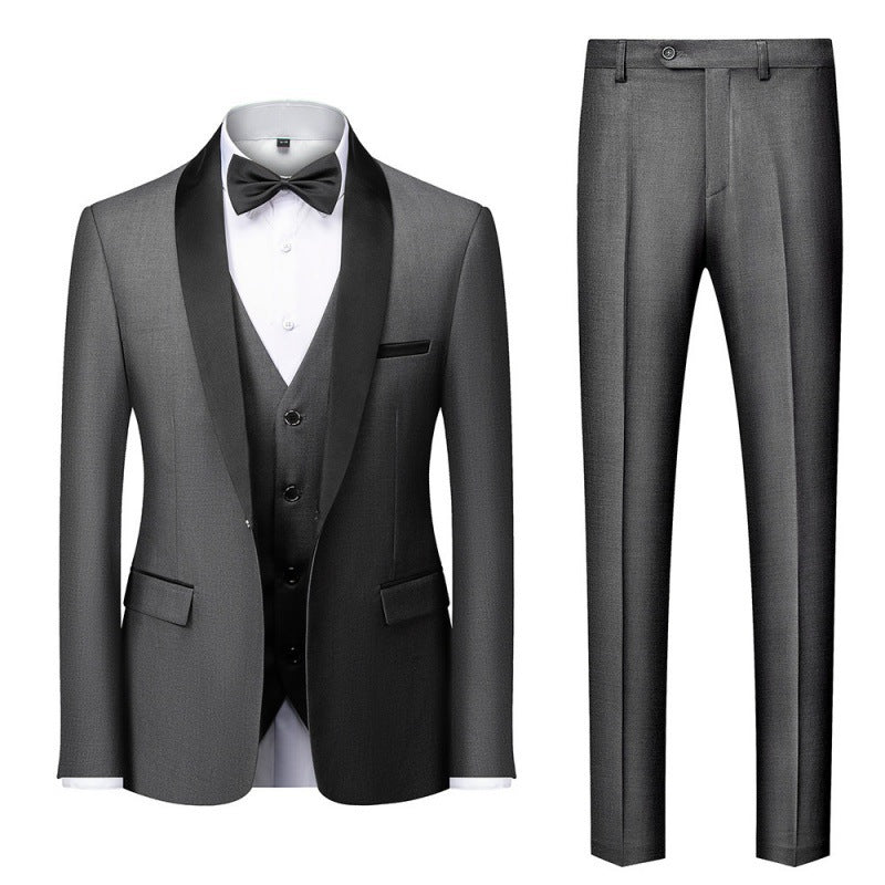 Herren nan dreiteiliges Smoking-Set mit Schalkragen, taillierter Weste und schlanker Passform R&B