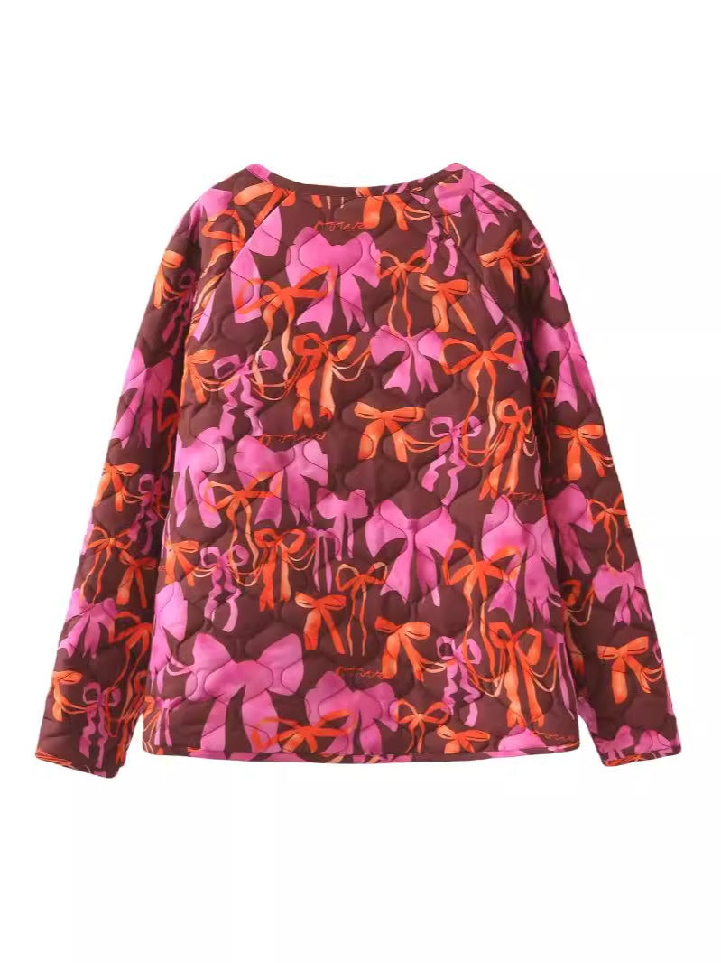Damen Steppjacke mit verspieltem Schleifenmuster R&B