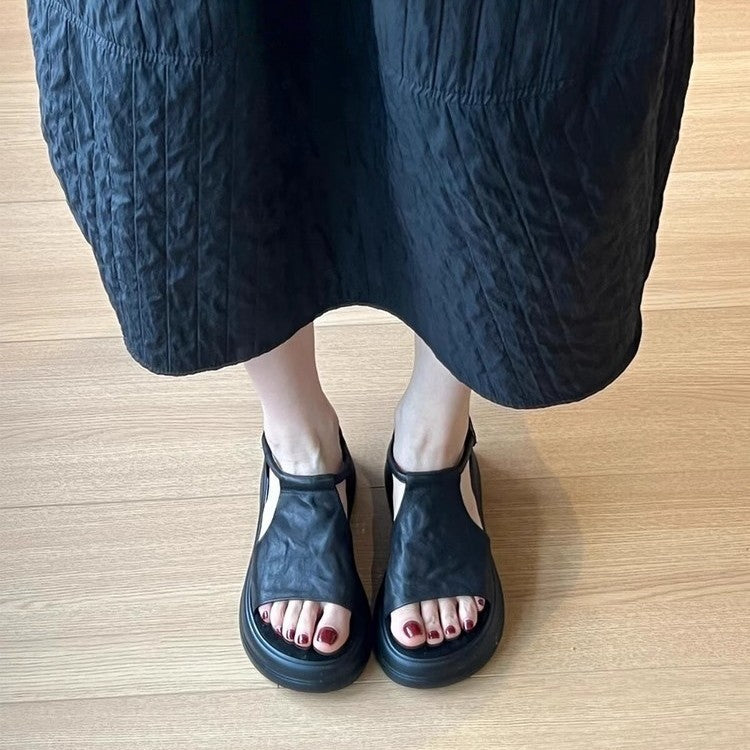 Damen bequeme Sandalen mit elastischem Riemen und komfortablem Fußbett R&B