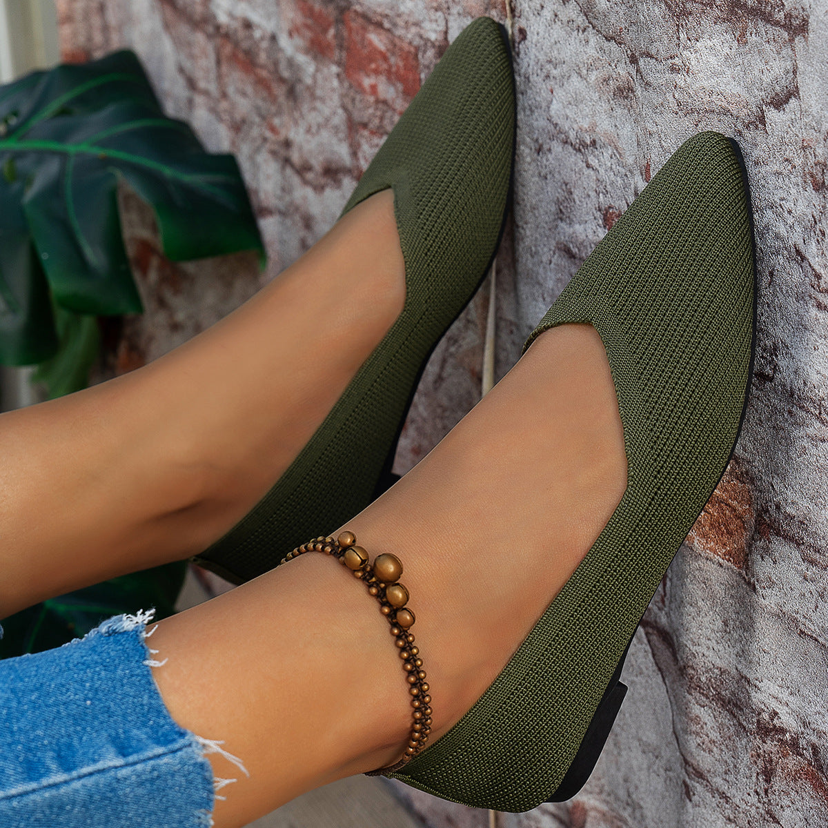 Damen Ballerinas mit kreativem Hahnentrittmuster und flexiblem Fußbett R&B