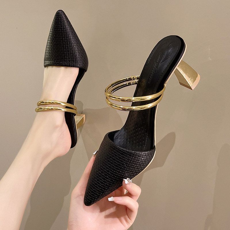 Damen elegante Slingback-Pumps mit feinen Riemen und spitz zulaufendem Design R&B
