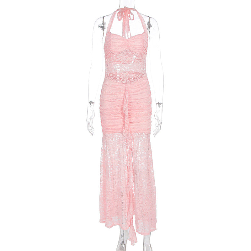 Damen Raffiniertes Maxikleid mit Spitzenakzenten und tiefem Schlitz R&B