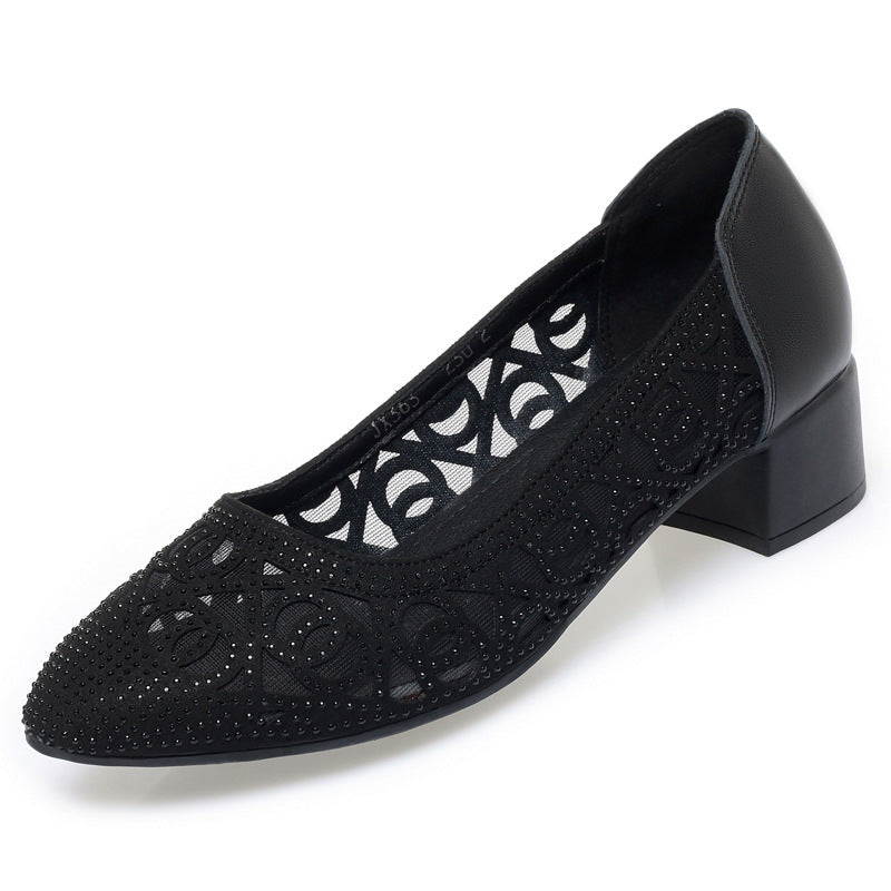 Damen Elegante Ballerinas mit dekorativem Cut-Out-Design und strukturiertem Absatz R&B
