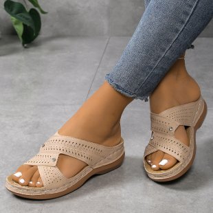 Damen Komfortable Riemchen-Sandalen mit atmungsaktiver Oberflächenstruktur R&B