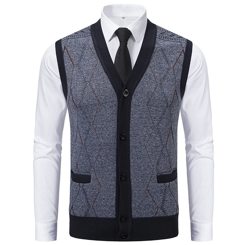 Herren modische Strickweste mit raffinierten Mustern und praktischen Taschen R&B