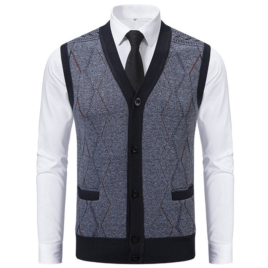 Herren modische Strickweste mit raffinierten Mustern und praktischen Taschen R&B
