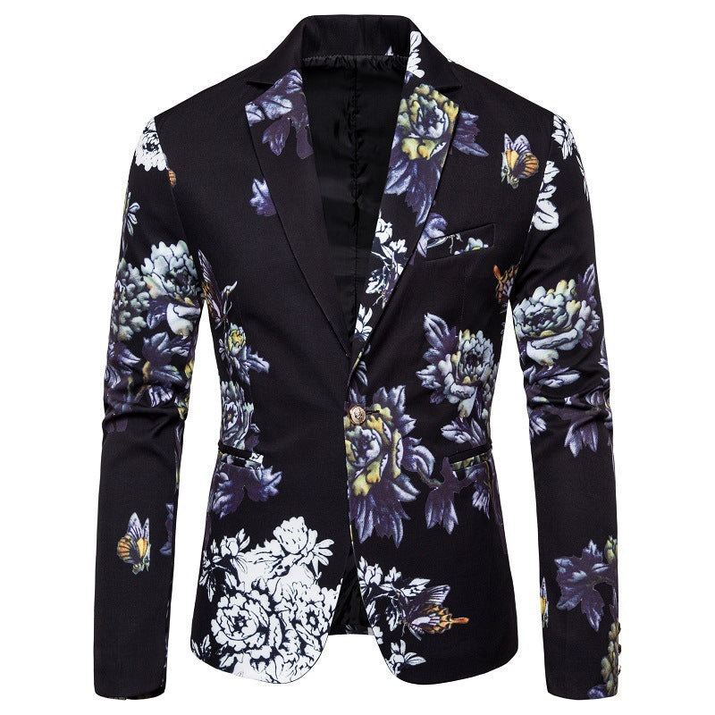 Herren eleganter Blazer mit floralen Mustern und strukturiertem Design R&B