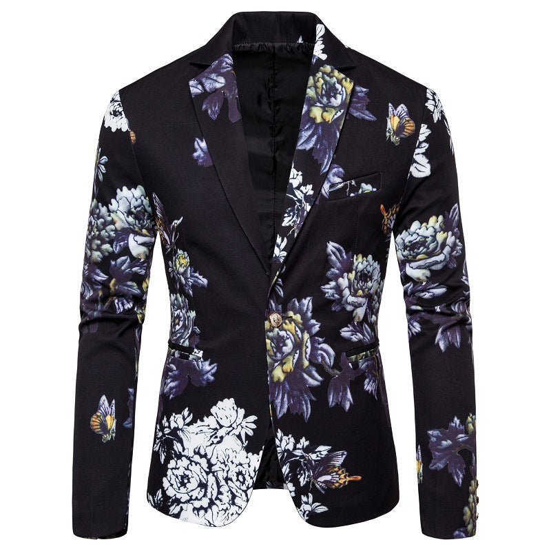Herren eleganter Blazer mit floralen Mustern und strukturiertem Design