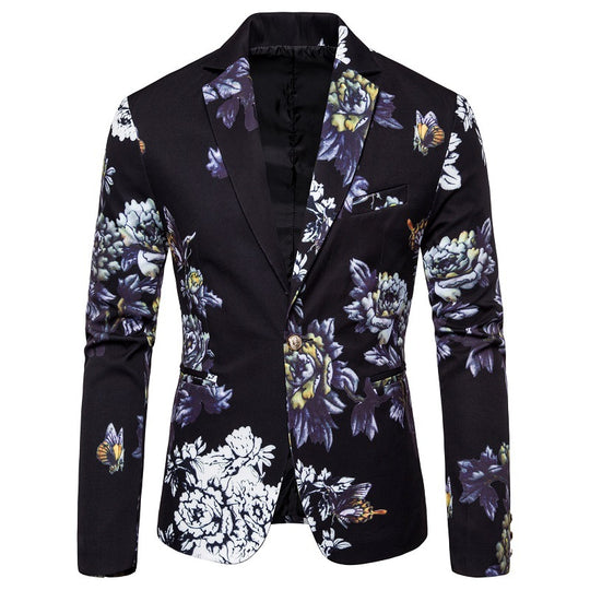 Herren eleganter Blazer mit floralen Mustern und strukturiertem Design R&B