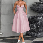 Damen Midikleid mit herzförmigem Ausschnitt und schwingendem Rock