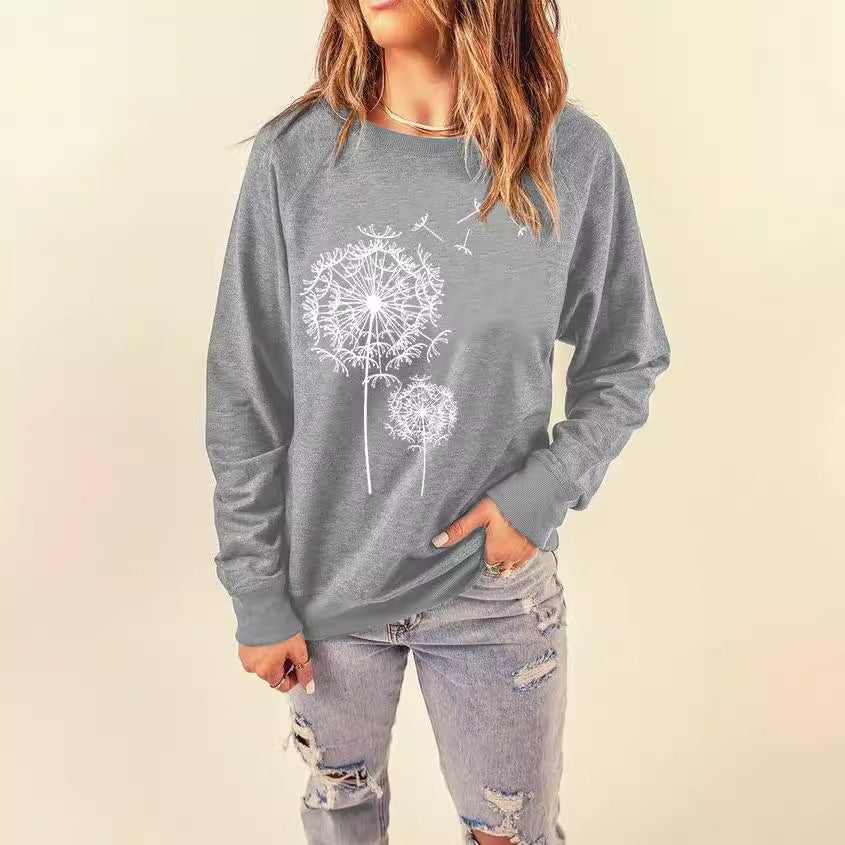 Damen Sweatshirt mit elegantem Pustlumen-Motiv