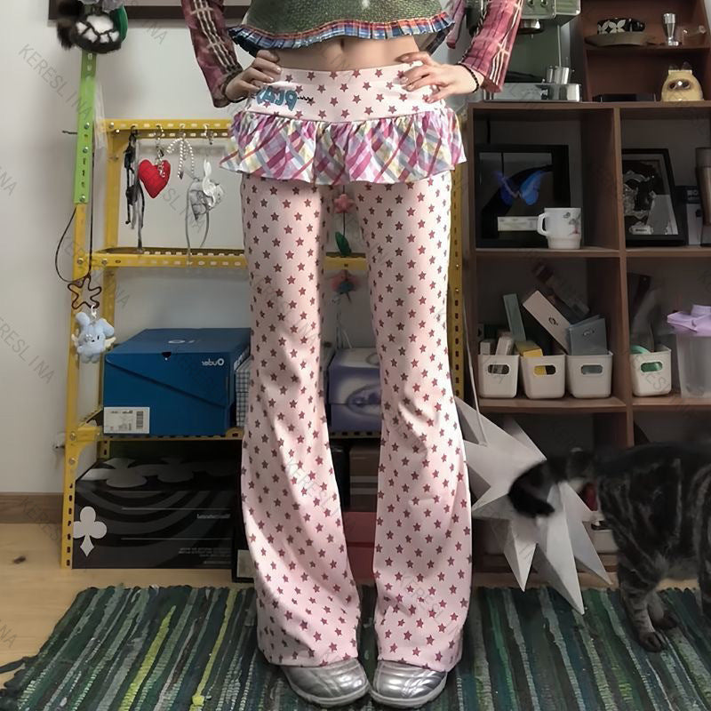 Damen Figurbetonte Flared-Hose mit Rüschendetail R&B