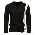 Herren Modernes Langarmshirt mit V-Ausschnitt und Farbblockdesign