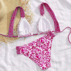 Damen Bikini mit dekorativen Rüschen und elegantem Muster R&B