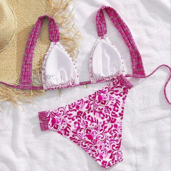 Damen Bikini mit dekorativen Rüschen und elegantem Muster R&B