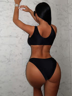 Damen Cut-Out Einteiler Badeanzug mit modischen Riemen