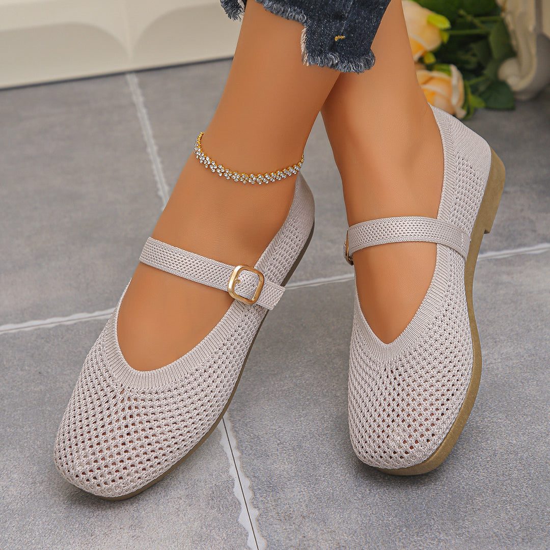 Damen Bequeme und atmungsaktive Ballerinas mit dekorativem Riemen R&B