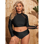 Damen Surf-Badeanzug mit langärmligem Mesh-Oberteil und hoch geschnittenem Höschen R&B