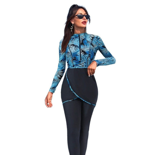 Damen Eleganter Surfanzug mit langem Arm und Wickelrock R&B