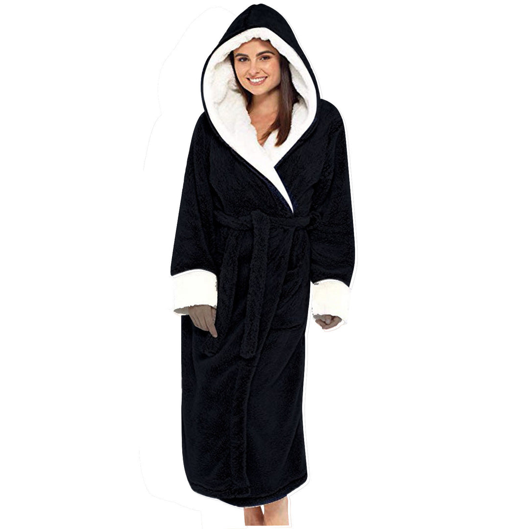 Damen Kuscheliger Fleece-Morgenmantel mit Kapuze und Gürtel R&B