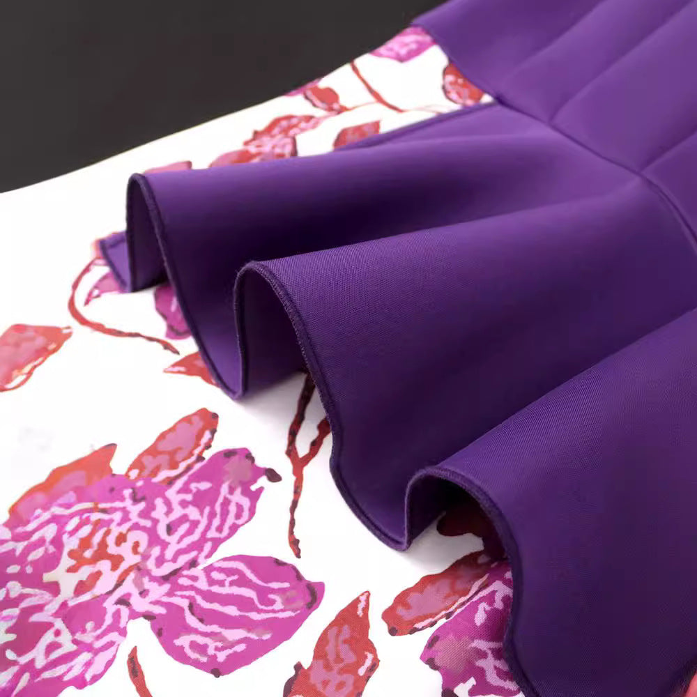 Damen elegantes Kleid mit asymmetrischem Rüschendesign und floralen Mustern R&B