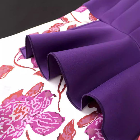 Damen elegantes Kleid mit asymmetrischem Rüschendesign und floralen Mustern R&B