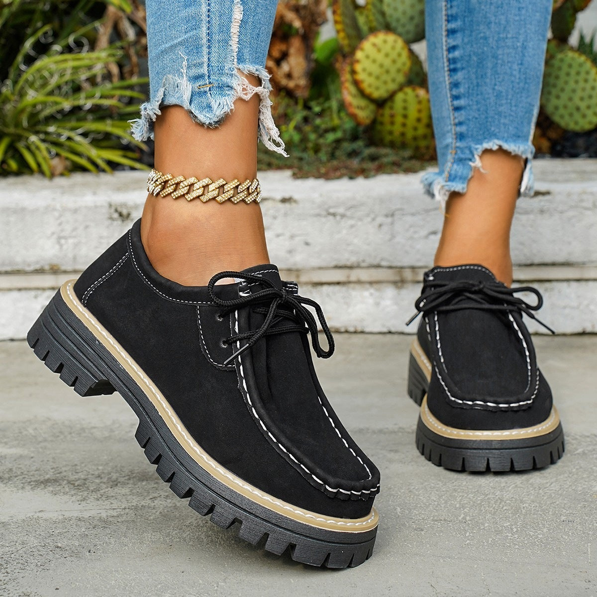 Damen Robuste Comfort-Schnürschuhe R&B